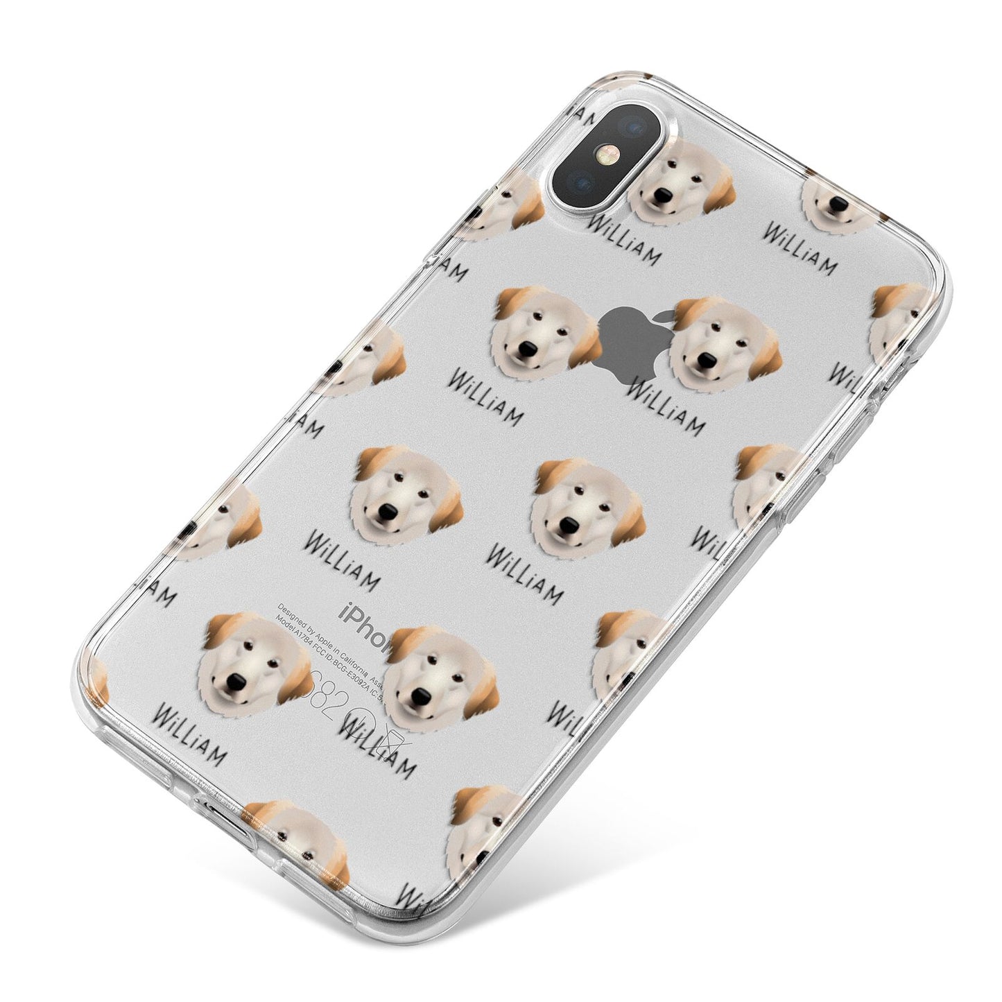 Great Pyrenees Icon with Name iPhone X Bumper Case on Silver iPhone