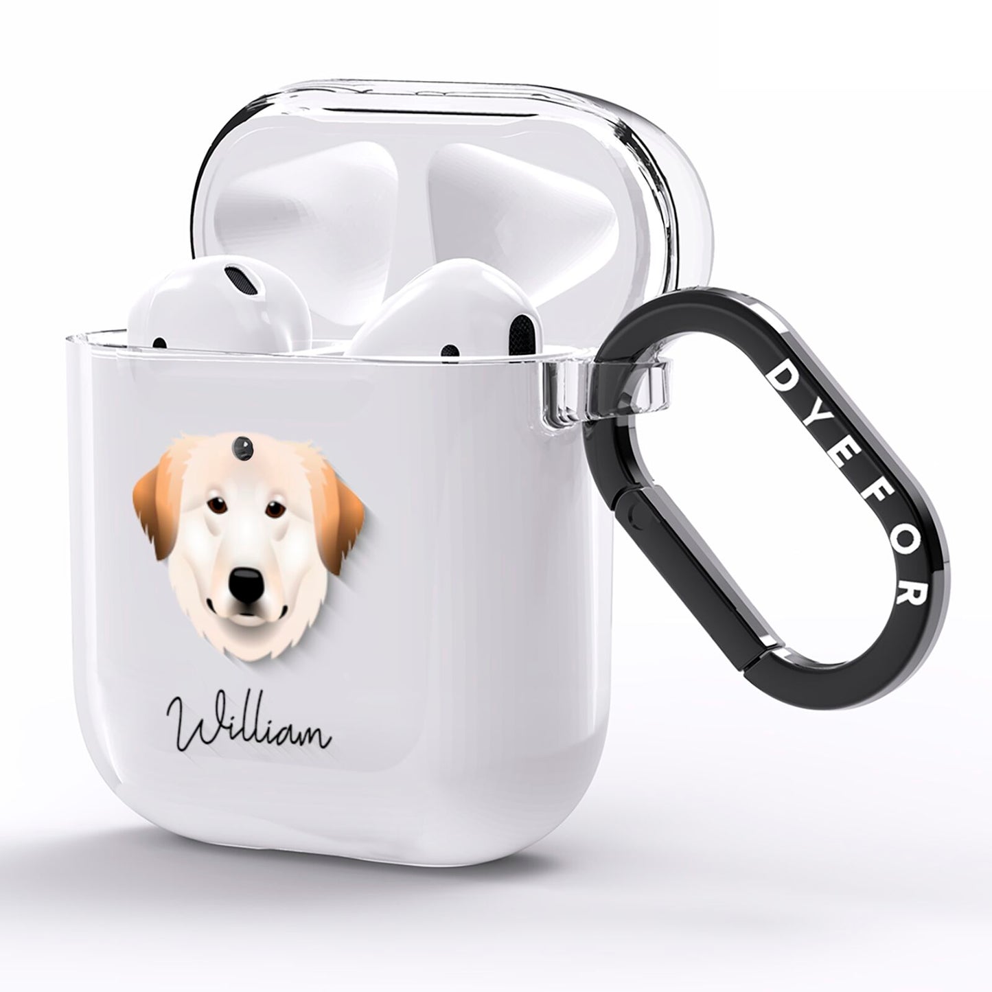 Great Pyrenees Personalised AirPods Clear Case Side Image