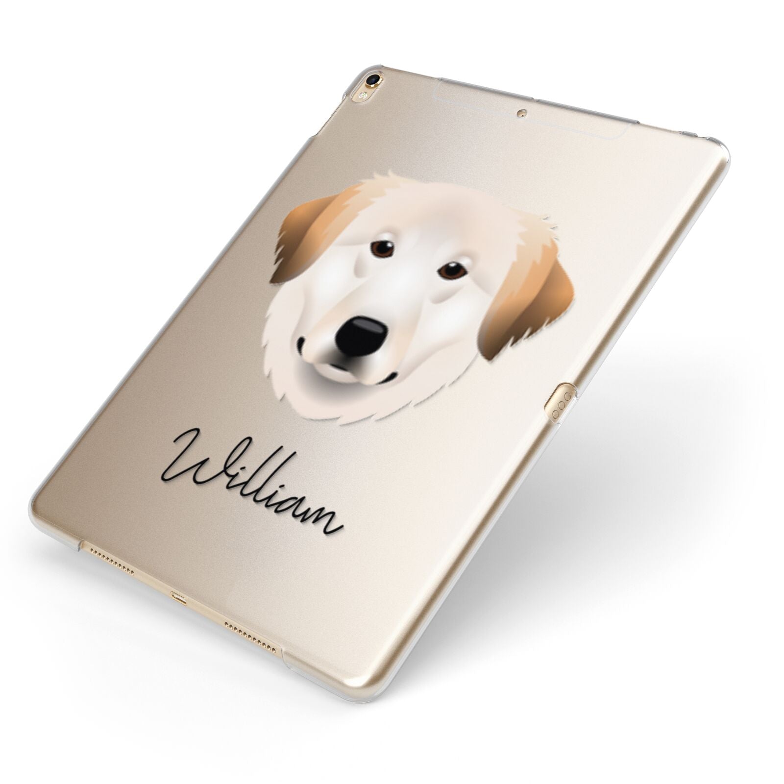 Great Pyrenees Personalised Apple iPad Case on Gold iPad Side View