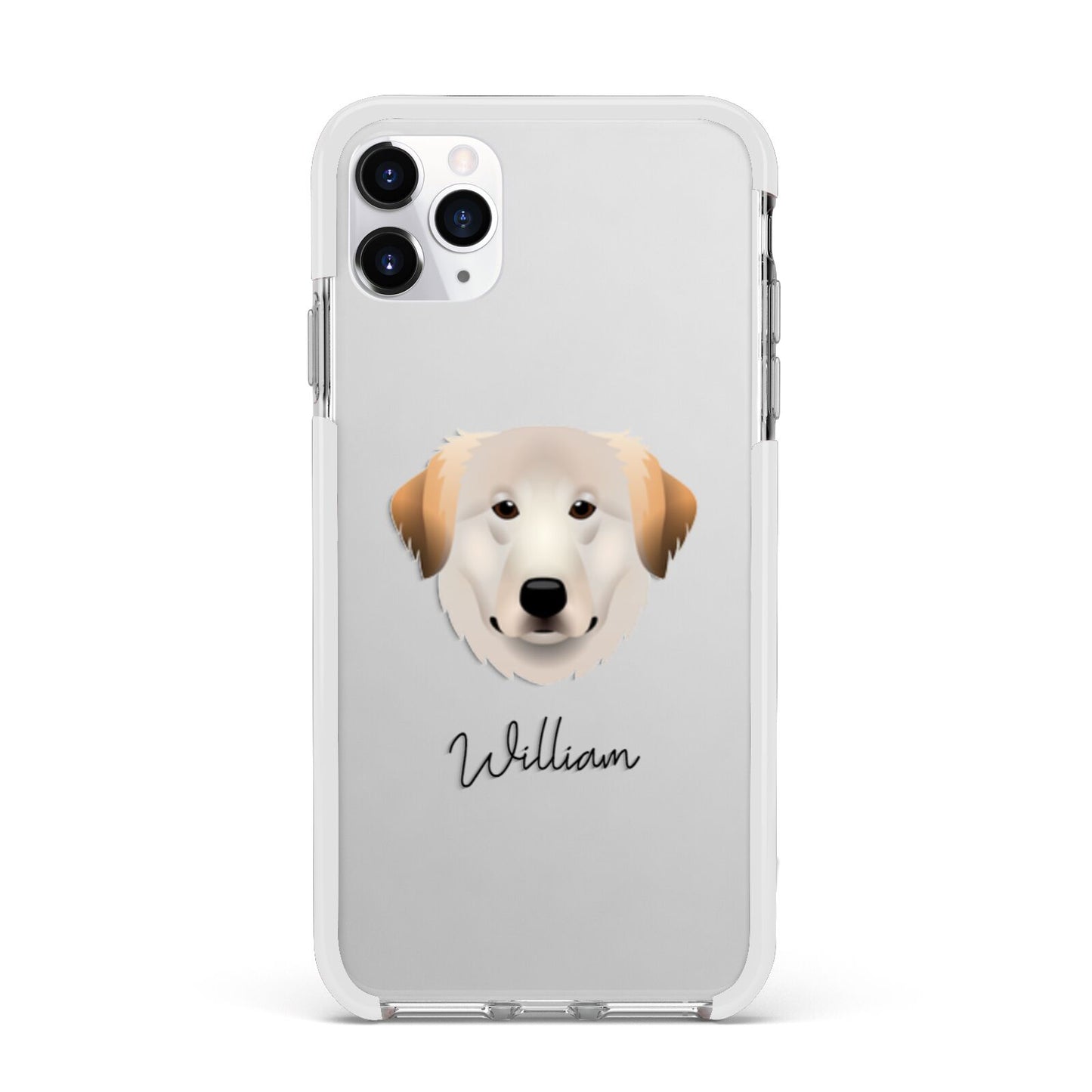 Great Pyrenees Personalised Apple iPhone 11 Pro Max in Silver with White Impact Case