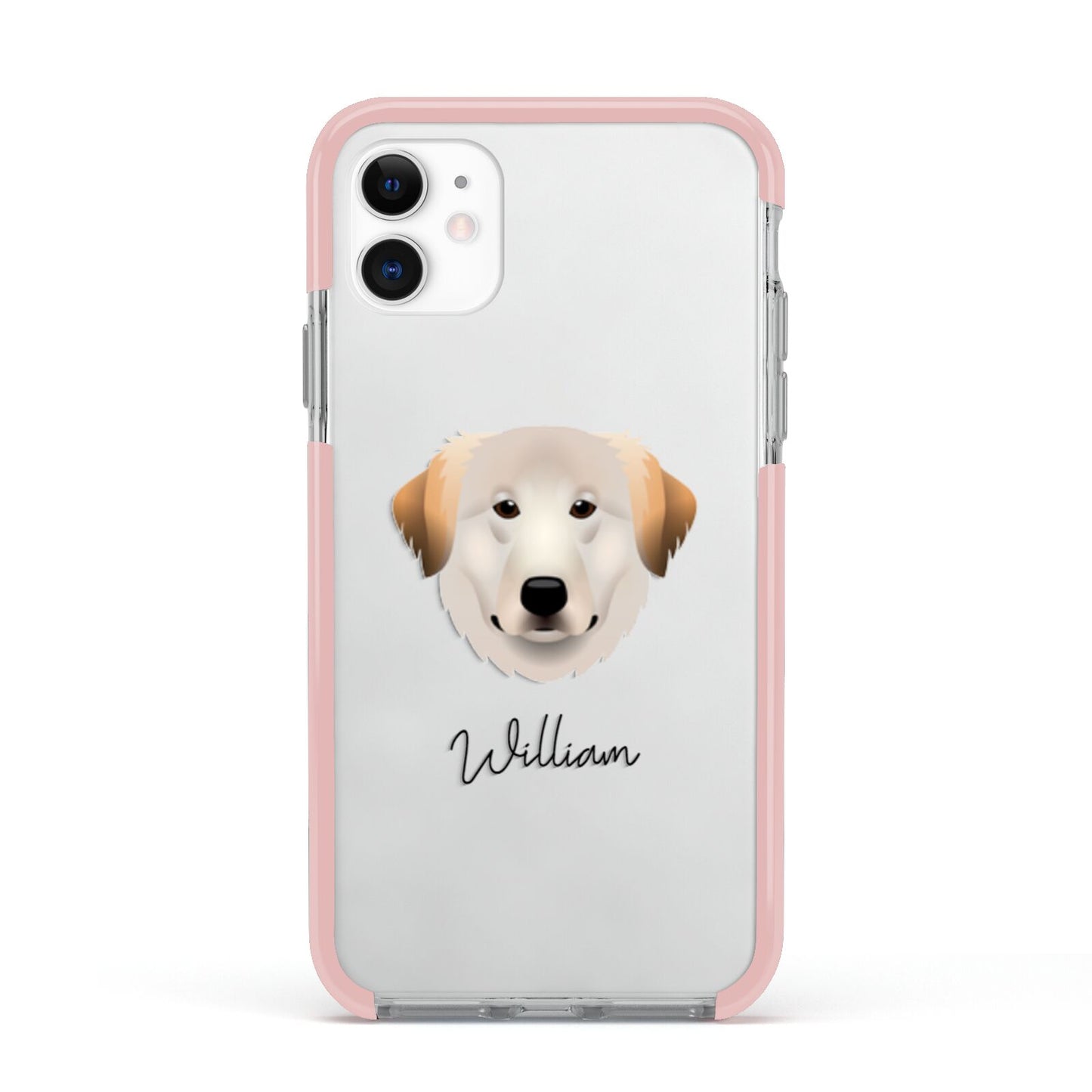 Great Pyrenees Personalised Apple iPhone 11 in White with Pink Impact Case