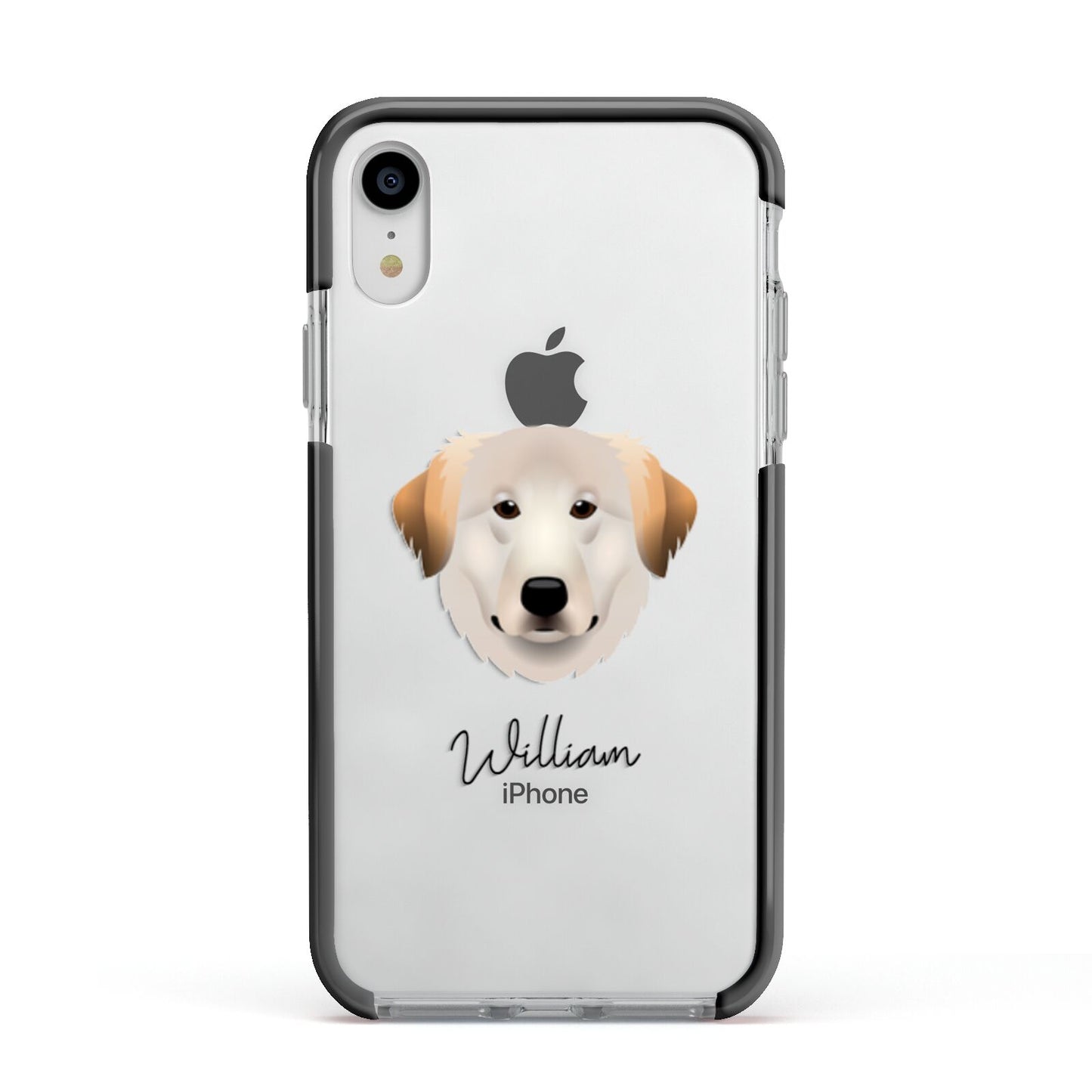 Great Pyrenees Personalised Apple iPhone XR Impact Case Black Edge on Silver Phone