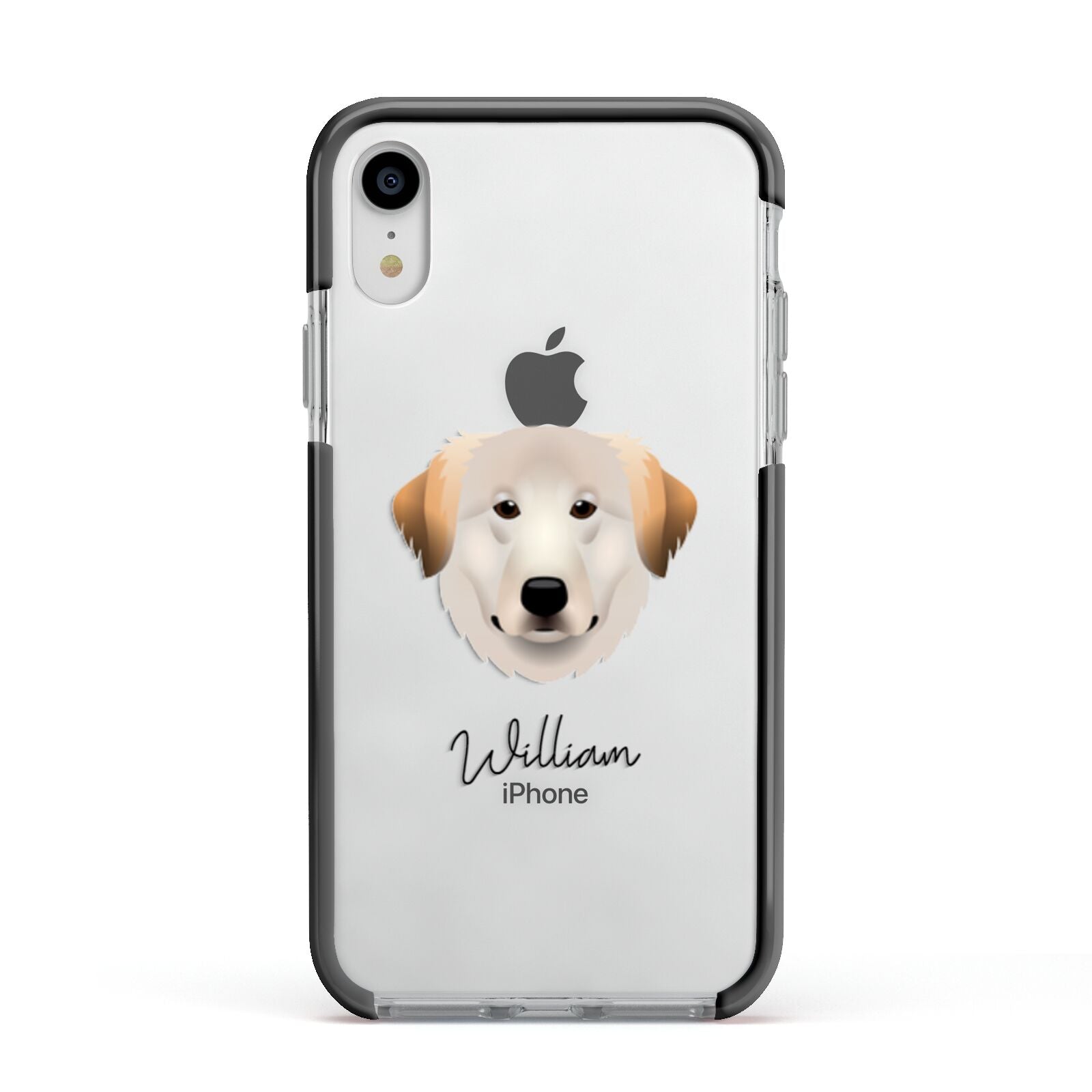 Great Pyrenees Personalised Apple iPhone XR Impact Case Black Edge on Silver Phone