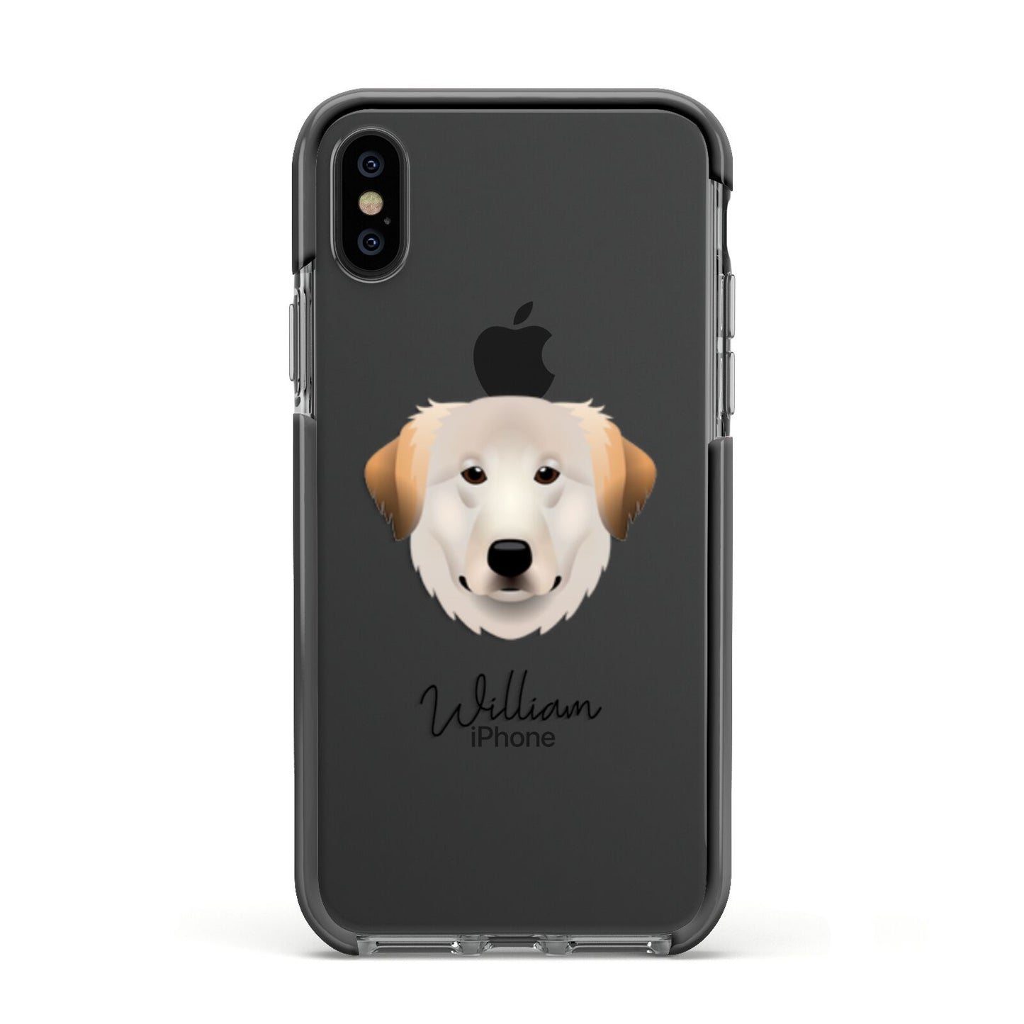 Great Pyrenees Personalised Apple iPhone Xs Impact Case Black Edge on Black Phone