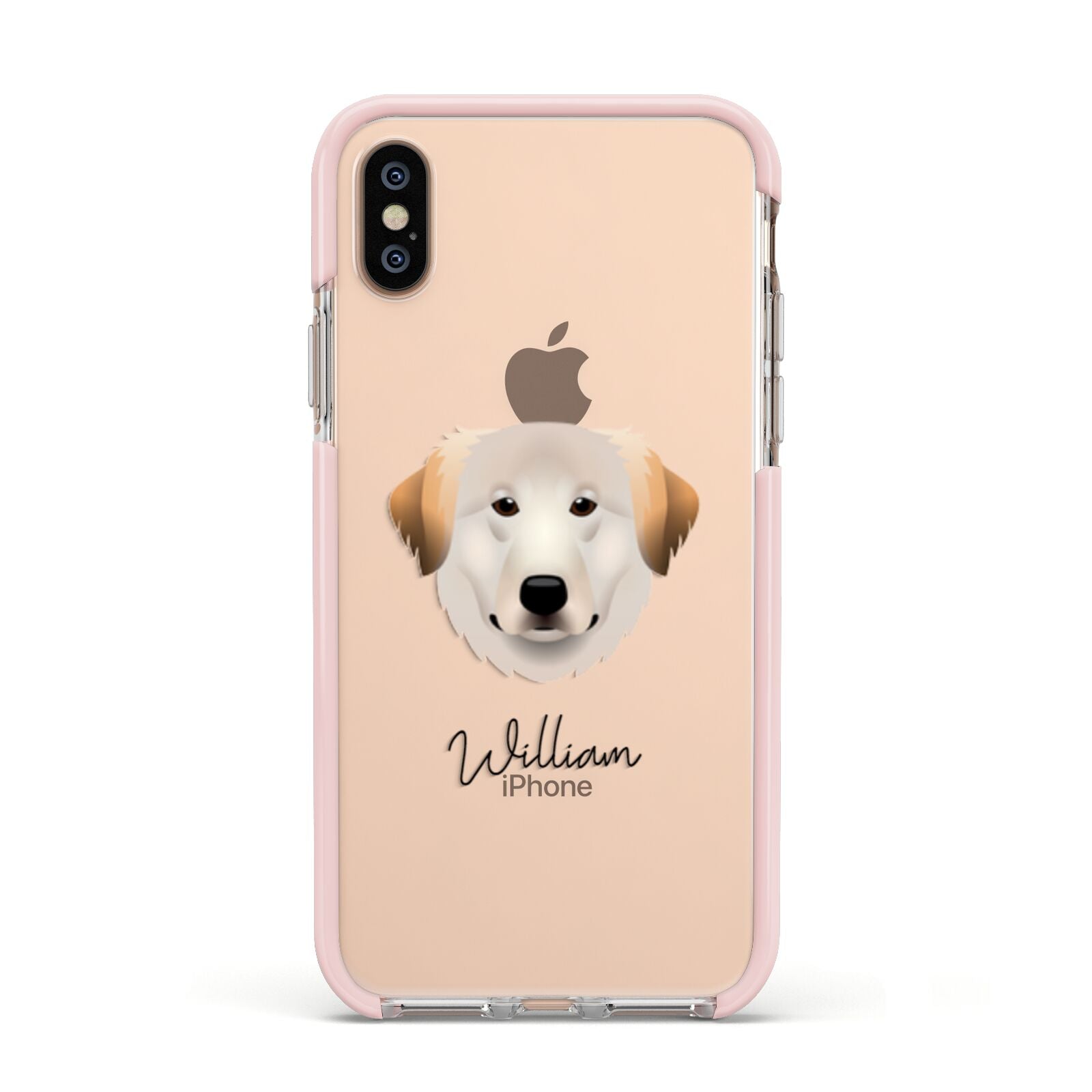 Great Pyrenees Personalised Apple iPhone Xs Impact Case Pink Edge on Gold Phone
