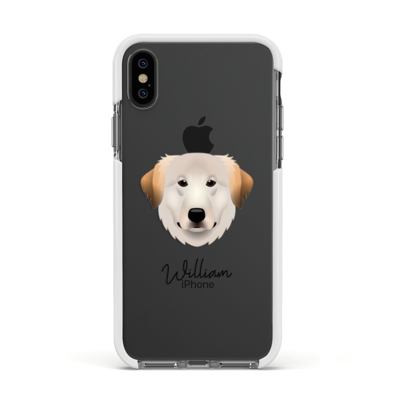 Great Pyrenees Personalised Apple iPhone Xs Impact Case White Edge on Black Phone