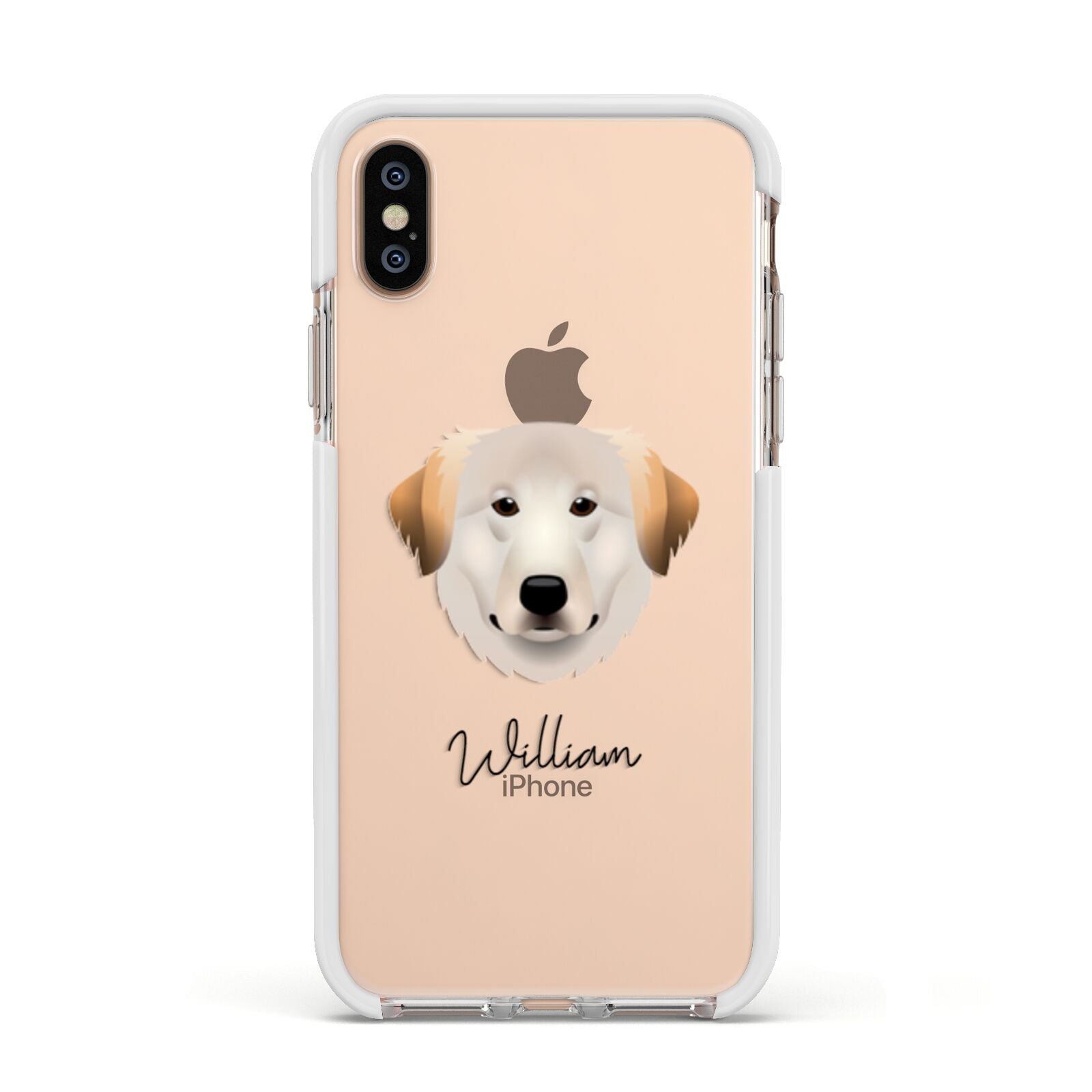 Great Pyrenees Personalised Apple iPhone Xs Impact Case White Edge on Gold Phone