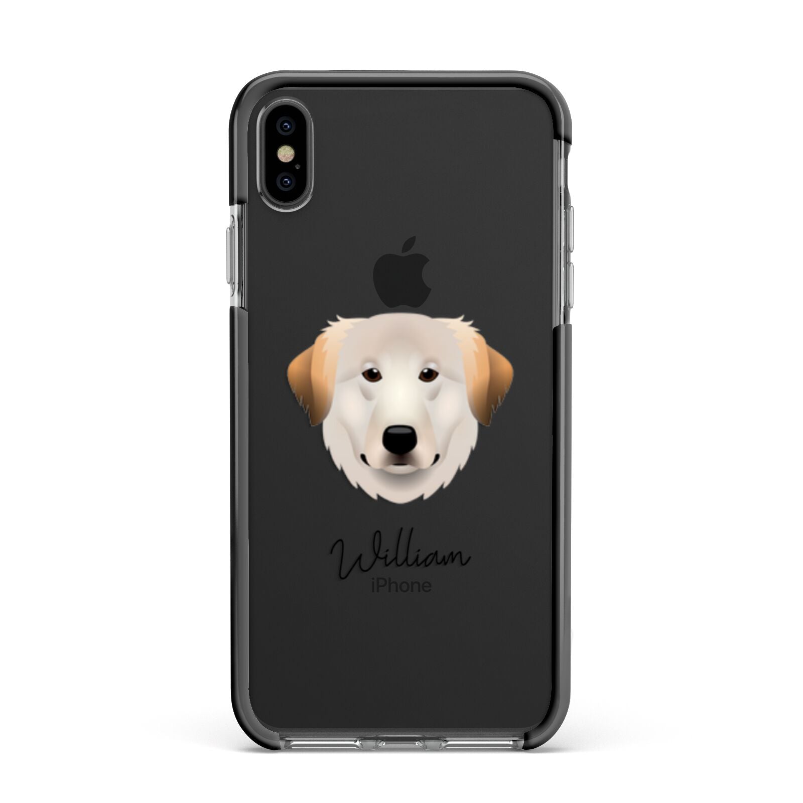 Great Pyrenees Personalised Apple iPhone Xs Max Impact Case Black Edge on Black Phone