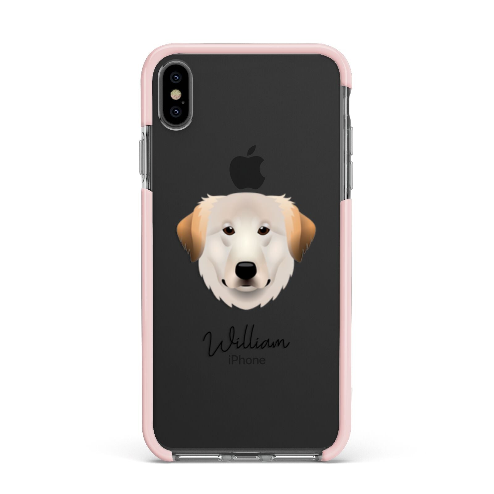 Great Pyrenees Personalised Apple iPhone Xs Max Impact Case Pink Edge on Black Phone
