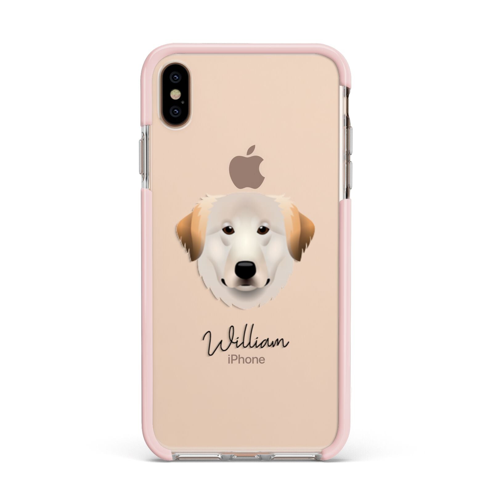 Great Pyrenees Personalised Apple iPhone Xs Max Impact Case Pink Edge on Gold Phone
