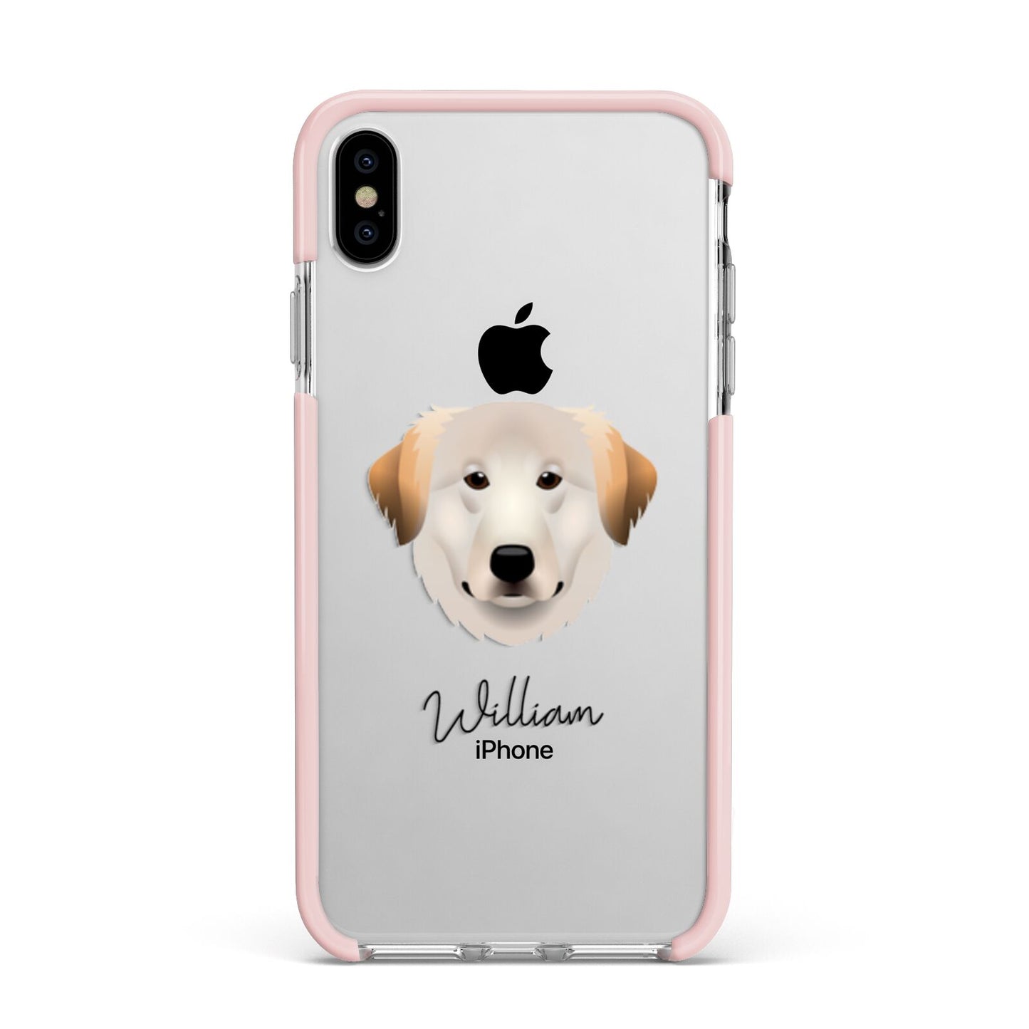 Great Pyrenees Personalised Apple iPhone Xs Max Impact Case Pink Edge on Silver Phone
