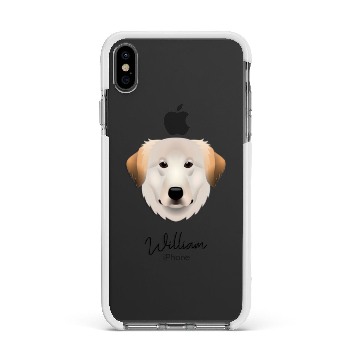 Great Pyrenees Personalised Apple iPhone Xs Max Impact Case White Edge on Black Phone