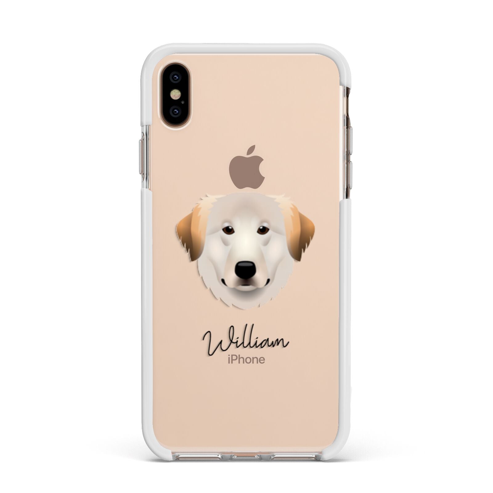 Great Pyrenees Personalised Apple iPhone Xs Max Impact Case White Edge on Gold Phone