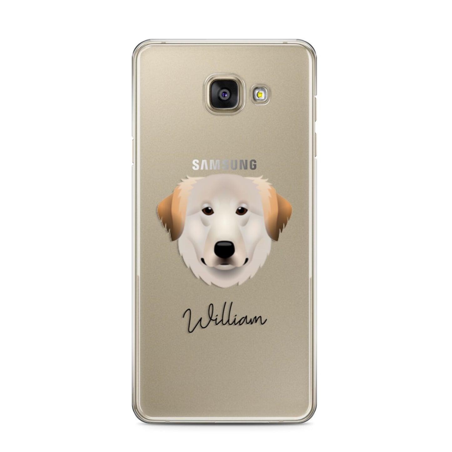 Great Pyrenees Personalised Samsung Galaxy A3 2016 Case on gold phone
