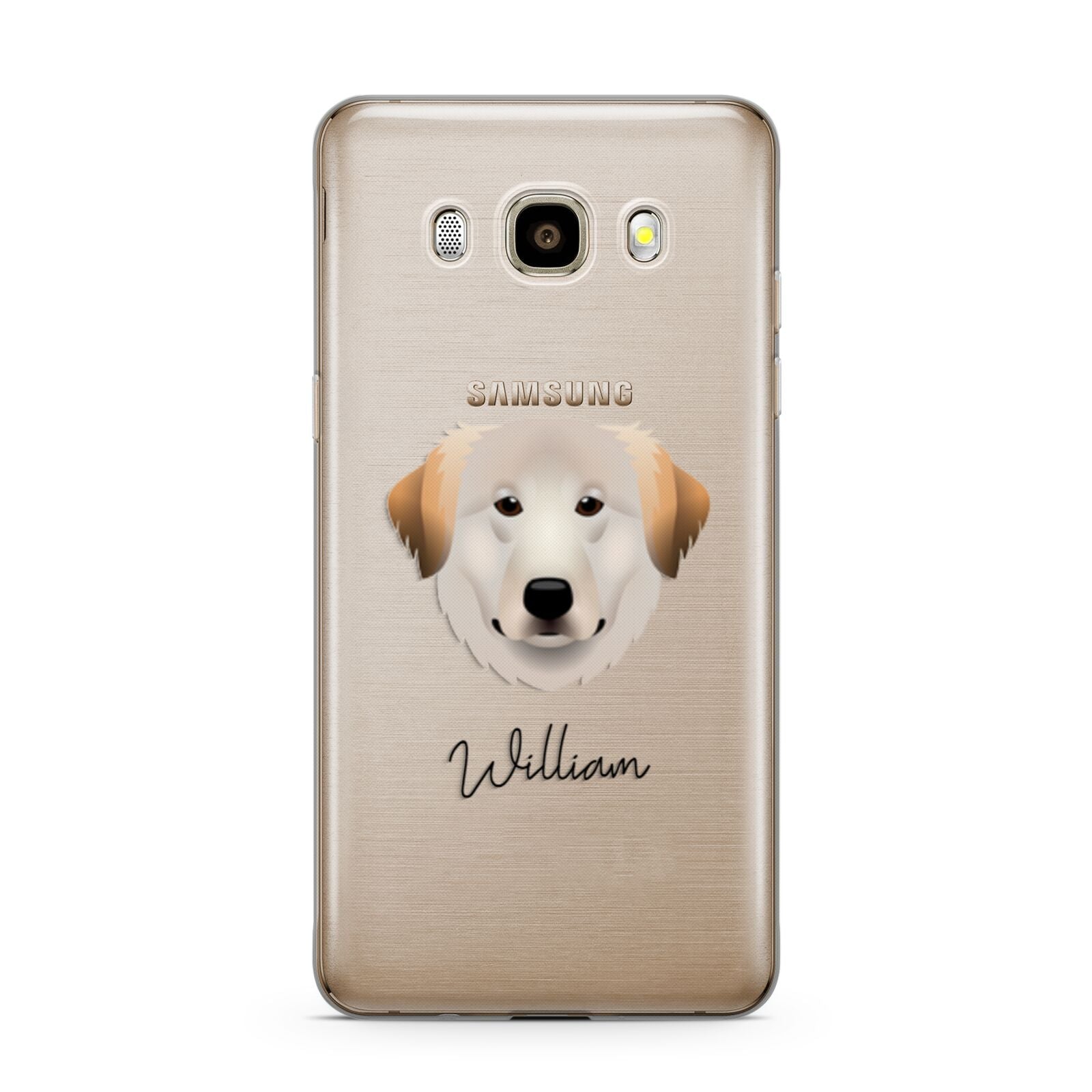 Great Pyrenees Personalised Samsung Galaxy J7 2016 Case on gold phone