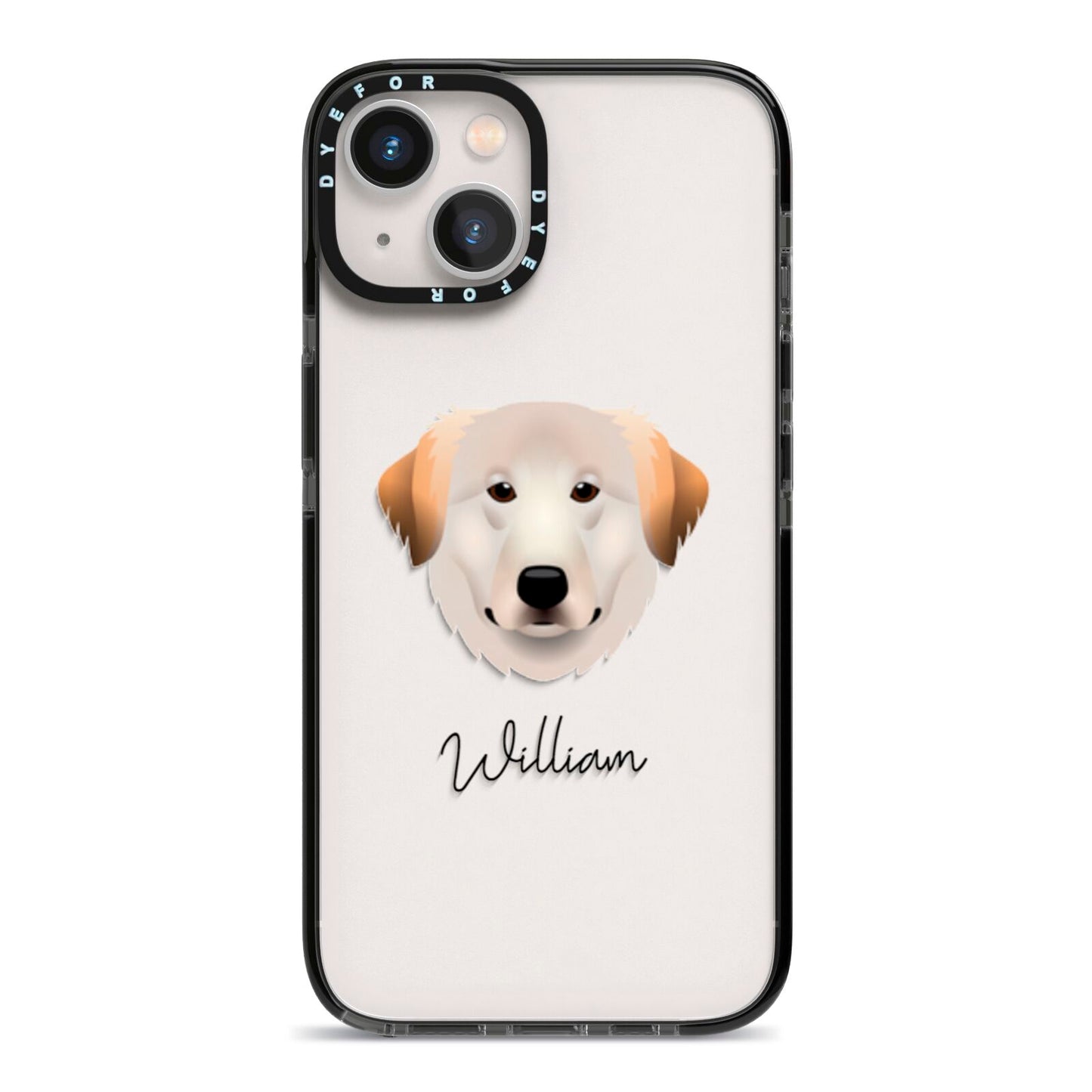 Great Pyrenees Personalised iPhone 13 Black Impact Case on Silver phone