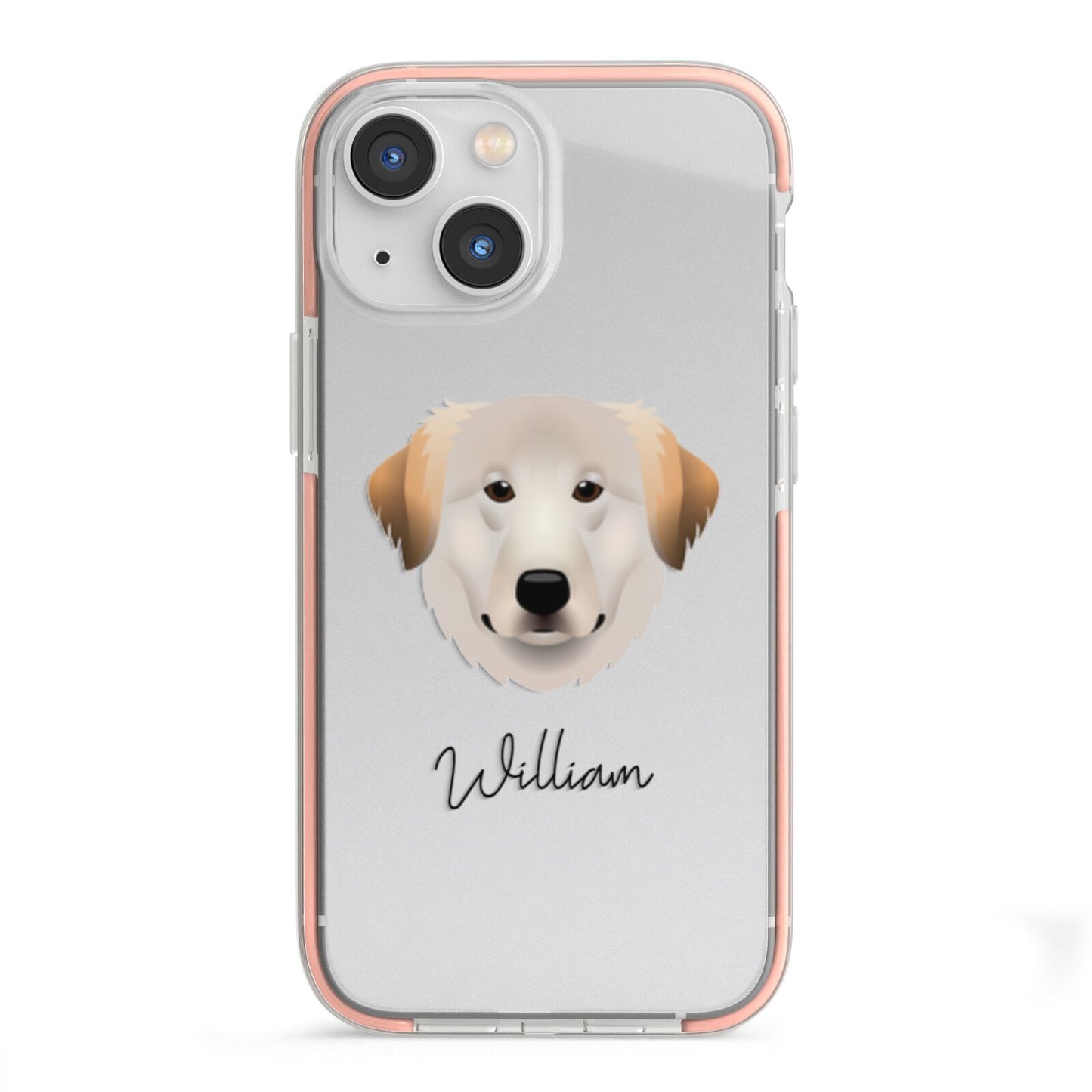 Great Pyrenees Personalised iPhone 13 Mini TPU Impact Case with Pink Edges