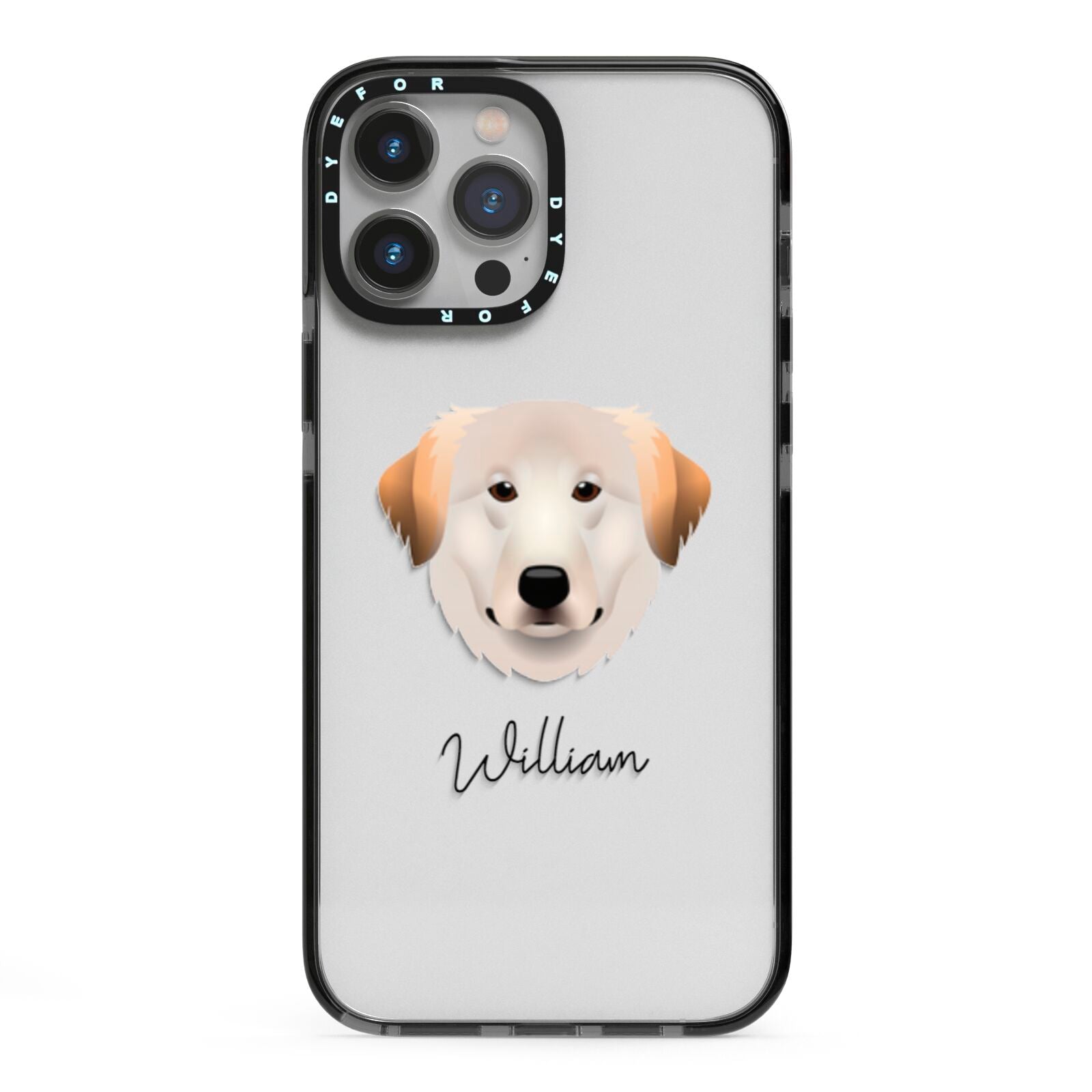 Great Pyrenees Personalised iPhone 13 Pro Max Black Impact Case on Silver phone