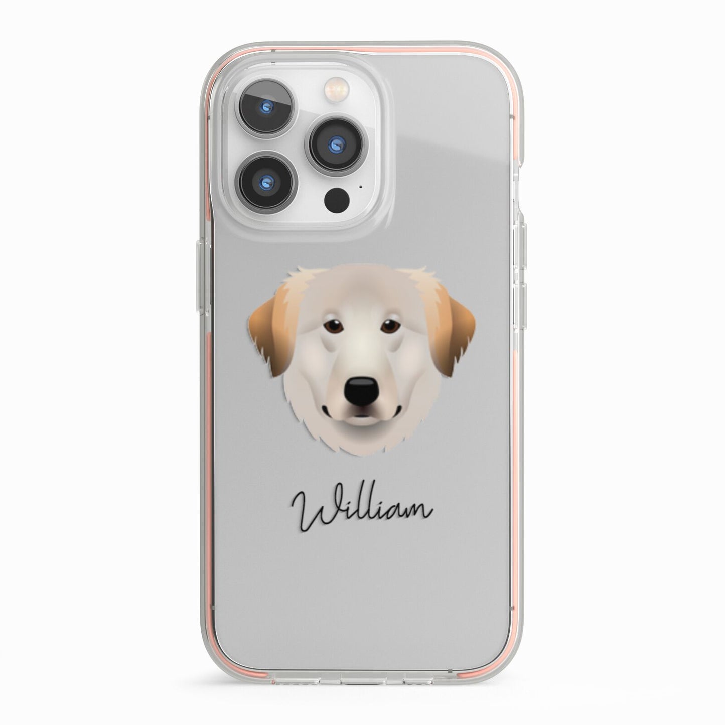 Great Pyrenees Personalised iPhone 13 Pro TPU Impact Case with Pink Edges