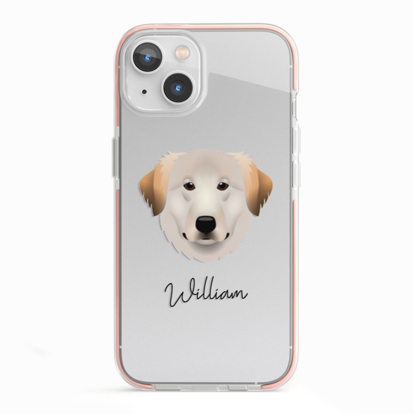 Great Pyrenees Personalised iPhone 13 TPU Impact Case with Pink Edges