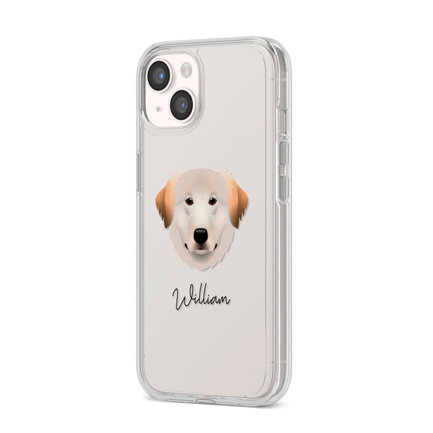 Great Pyrenees Personalised iPhone 14 Clear Tough Case Starlight Angled Image