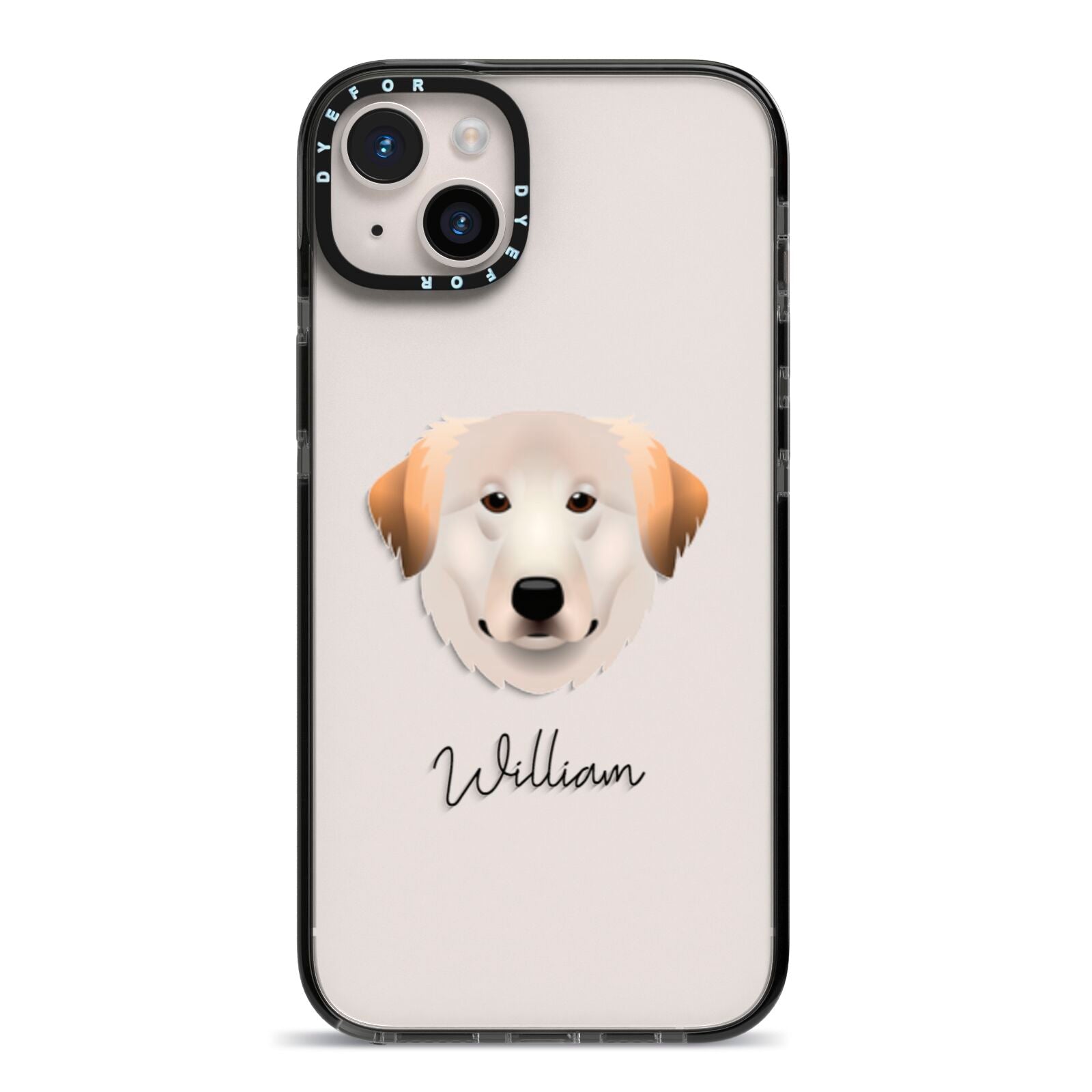Great Pyrenees Personalised iPhone 14 Plus Black Impact Case on Silver phone