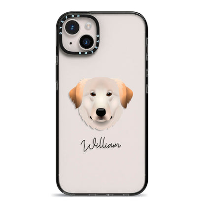 Great Pyrenees Personalised iPhone 14 Plus Black Impact Case on Silver phone
