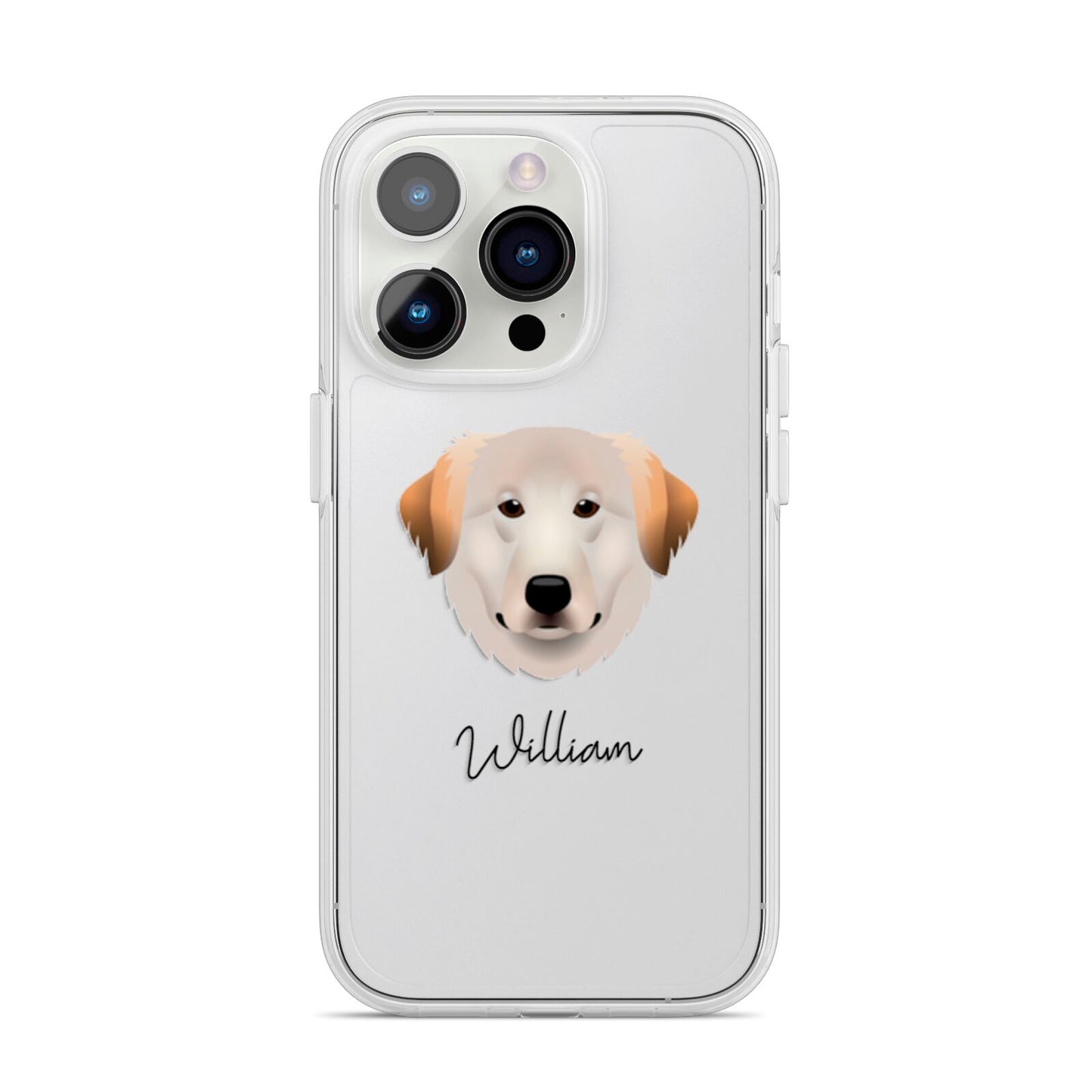 Great Pyrenees Personalised iPhone 14 Pro Clear Tough Case Silver