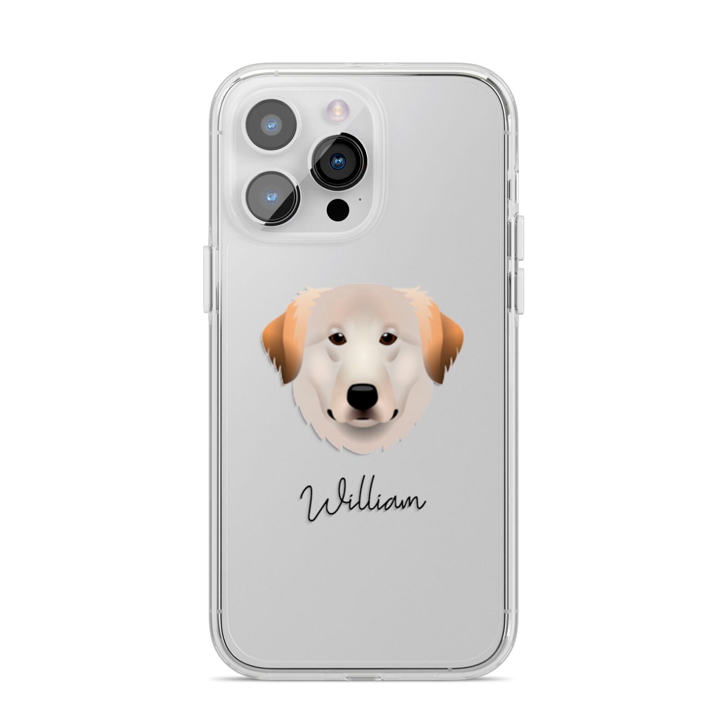 Great Pyrenees Personalised iPhone 14 Pro Max Clear Tough Case Silver