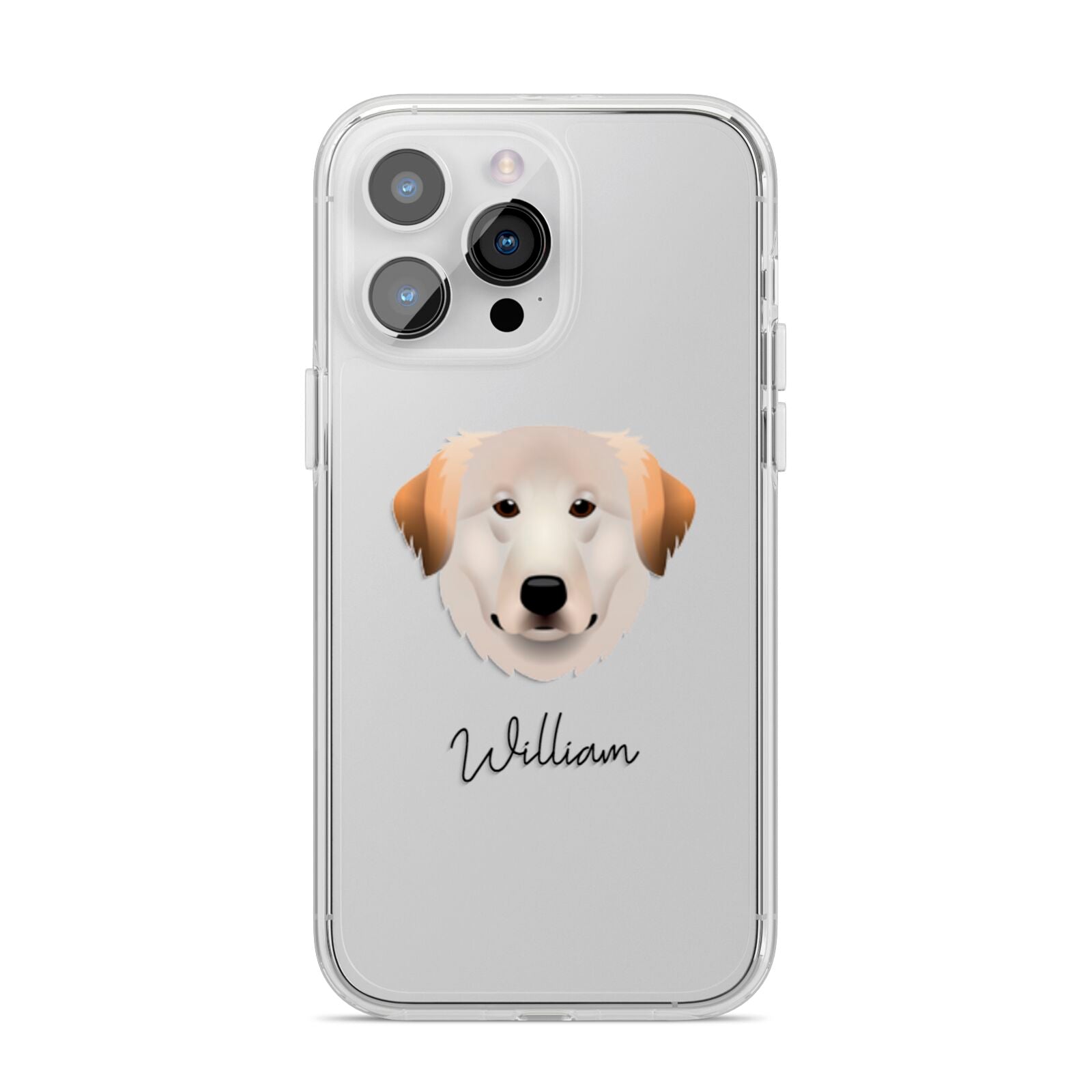 Great Pyrenees Personalised iPhone 14 Pro Max Clear Tough Case Silver