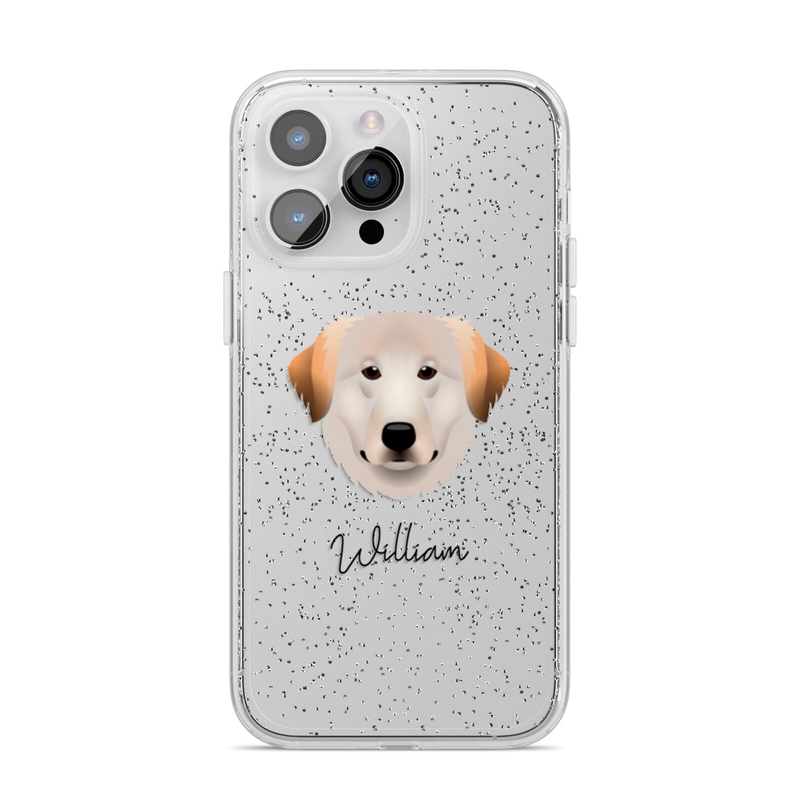Great Pyrenees Personalised iPhone 14 Pro Max Glitter Tough Case Silver