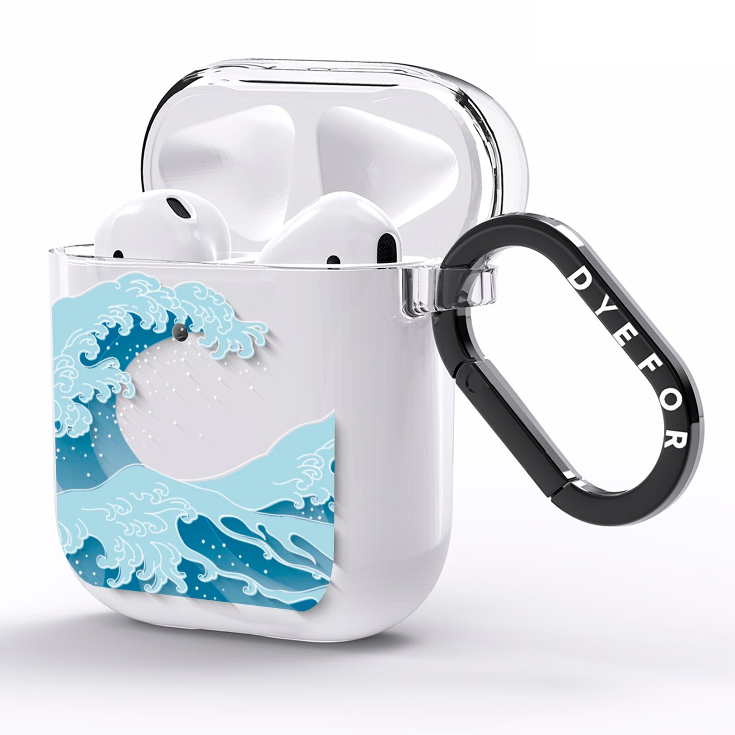 Great Wave Illustration AirPods Clear Case Side Image