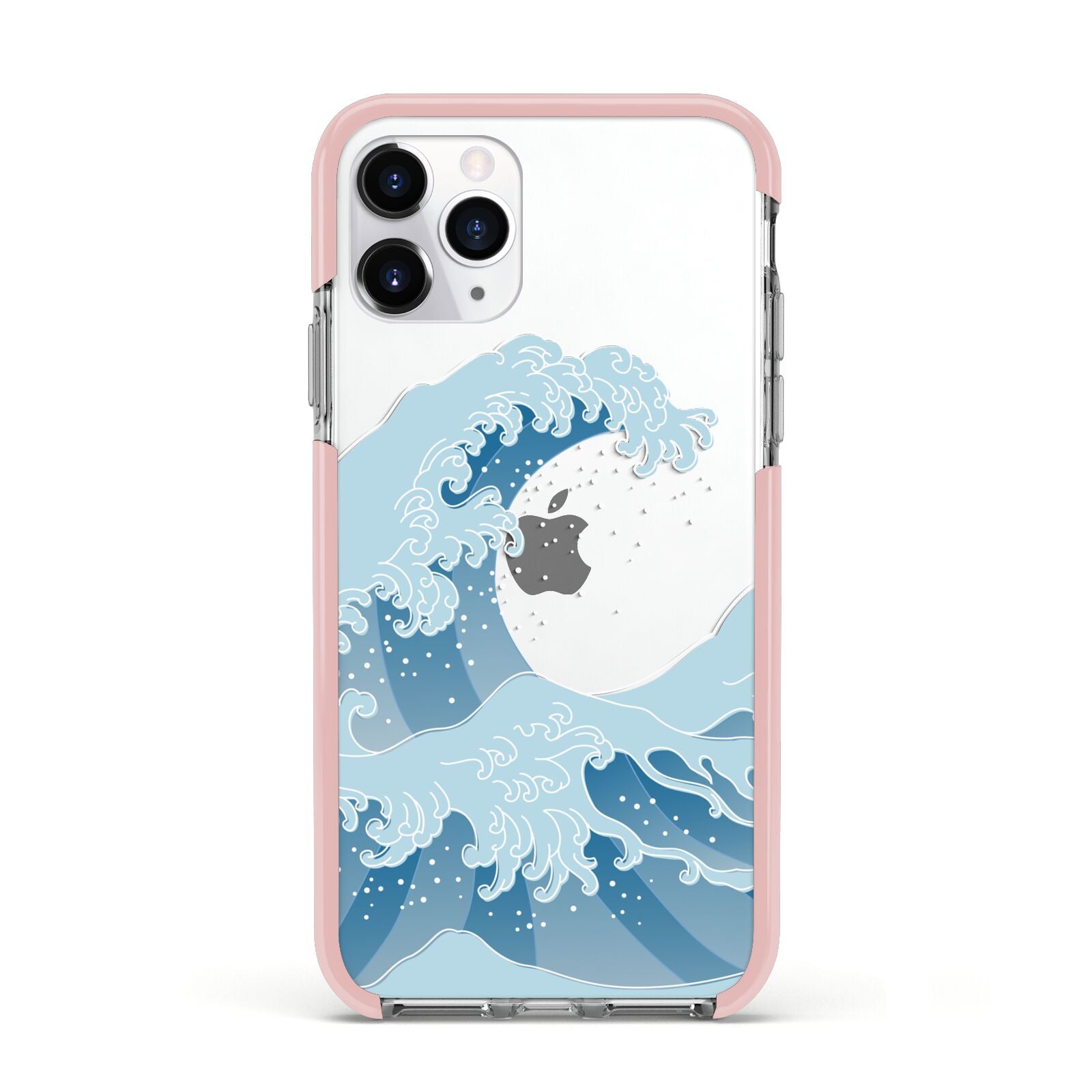 Great Wave Illustration Apple iPhone 11 Pro in Silver with Pink Impact Case