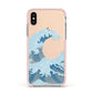 Great Wave Illustration Apple iPhone Xs Impact Case Pink Edge on Gold Phone