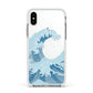 Great Wave Illustration Apple iPhone Xs Impact Case White Edge on Silver Phone