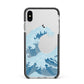 Great Wave Illustration Apple iPhone Xs Max Impact Case Black Edge on Silver Phone