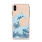 Great Wave Illustration Apple iPhone Xs Max Impact Case Pink Edge on Gold Phone
