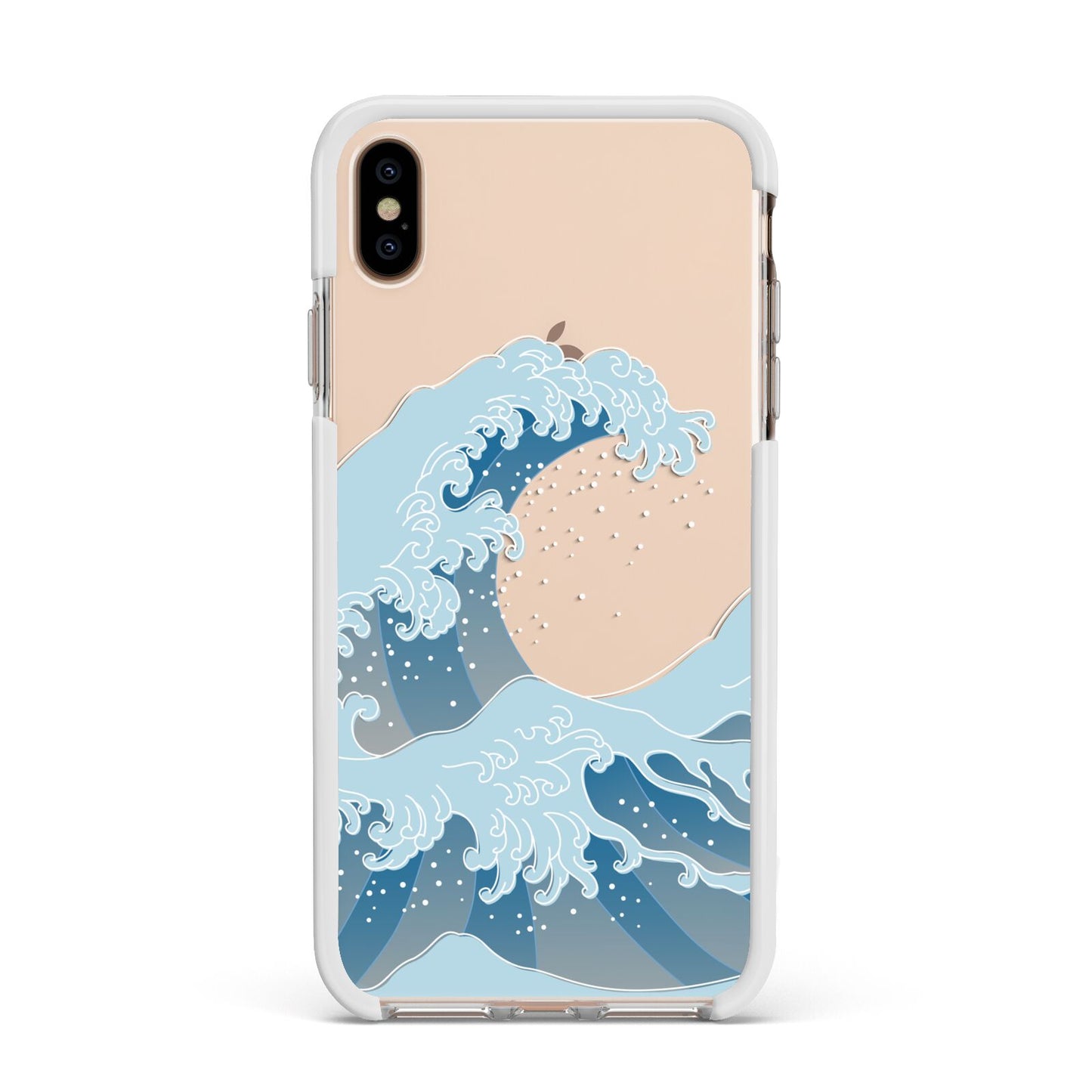 Great Wave Illustration Apple iPhone Xs Max Impact Case White Edge on Gold Phone
