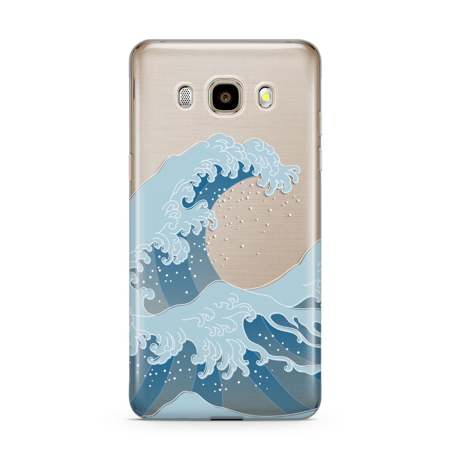 Great Wave Illustration Samsung Galaxy J7 2016 Case on gold phone