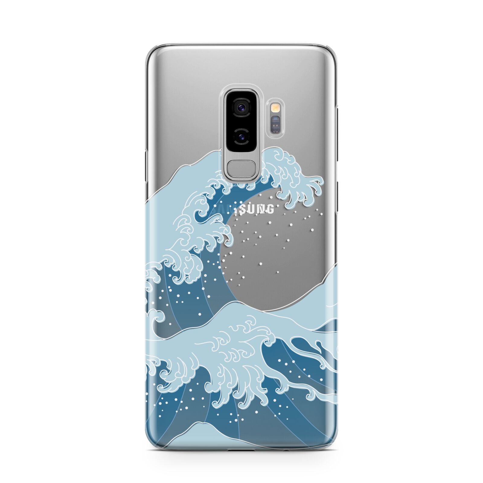 Great Wave Illustration Samsung Galaxy S9 Plus Case on Silver phone