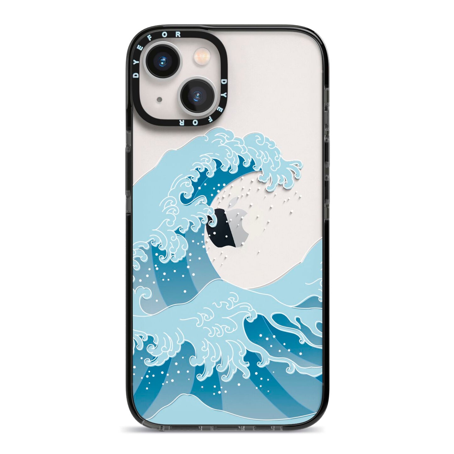 Great Wave Illustration iPhone 13 Black Impact Case on Silver phone
