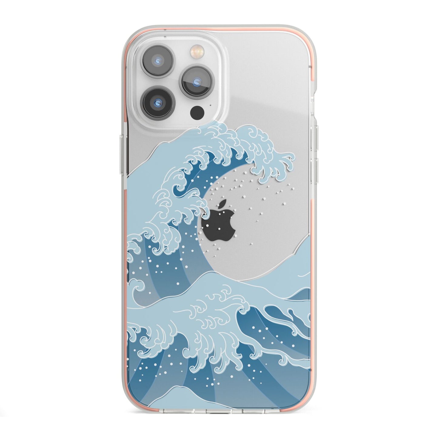 Great Wave Illustration iPhone 13 Pro Max TPU Impact Case with Pink Edges
