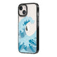 Great Wave Illustration iPhone 14 Black Impact Case Side Angle on Silver phone