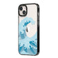 Great Wave Illustration iPhone 14 Plus Black Impact Case Side Angle on Silver phone