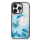 Great Wave Illustration iPhone 14 Pro Black Impact Case on Silver phone