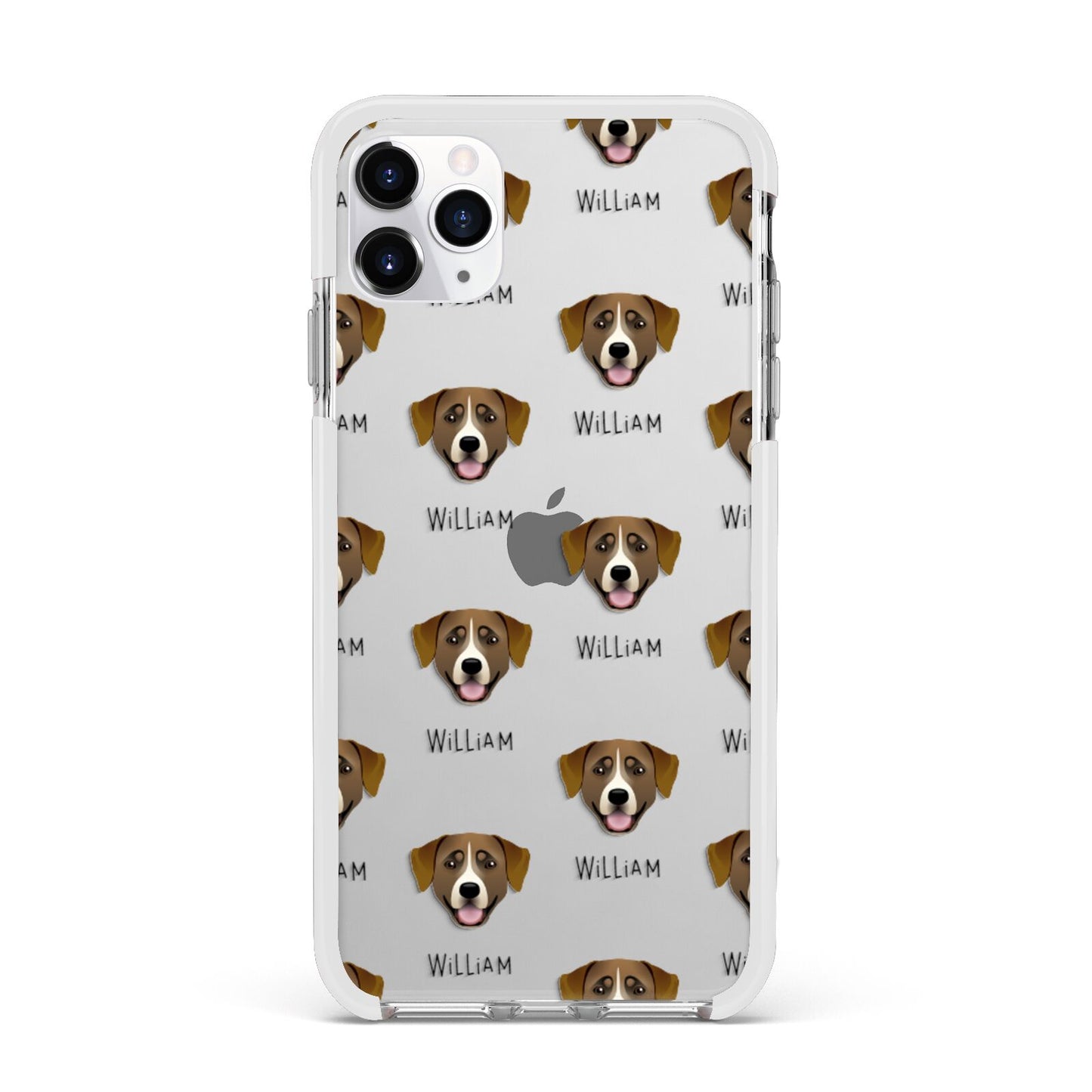 Greater Swiss Mountain Dog Icon with Name Apple iPhone 11 Pro Max in Silver with White Impact Case