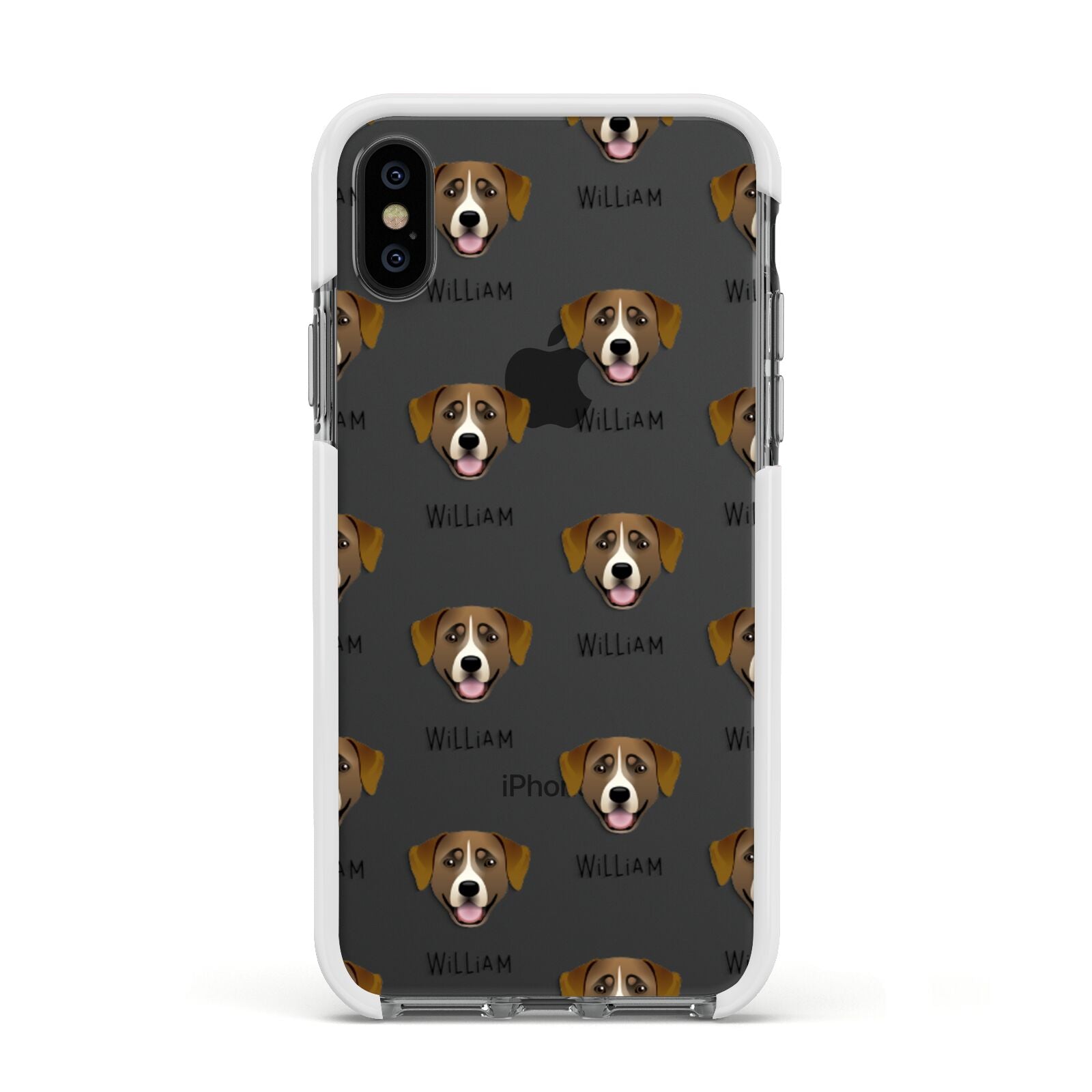 Greater Swiss Mountain Dog Icon with Name Apple iPhone Xs Impact Case White Edge on Black Phone