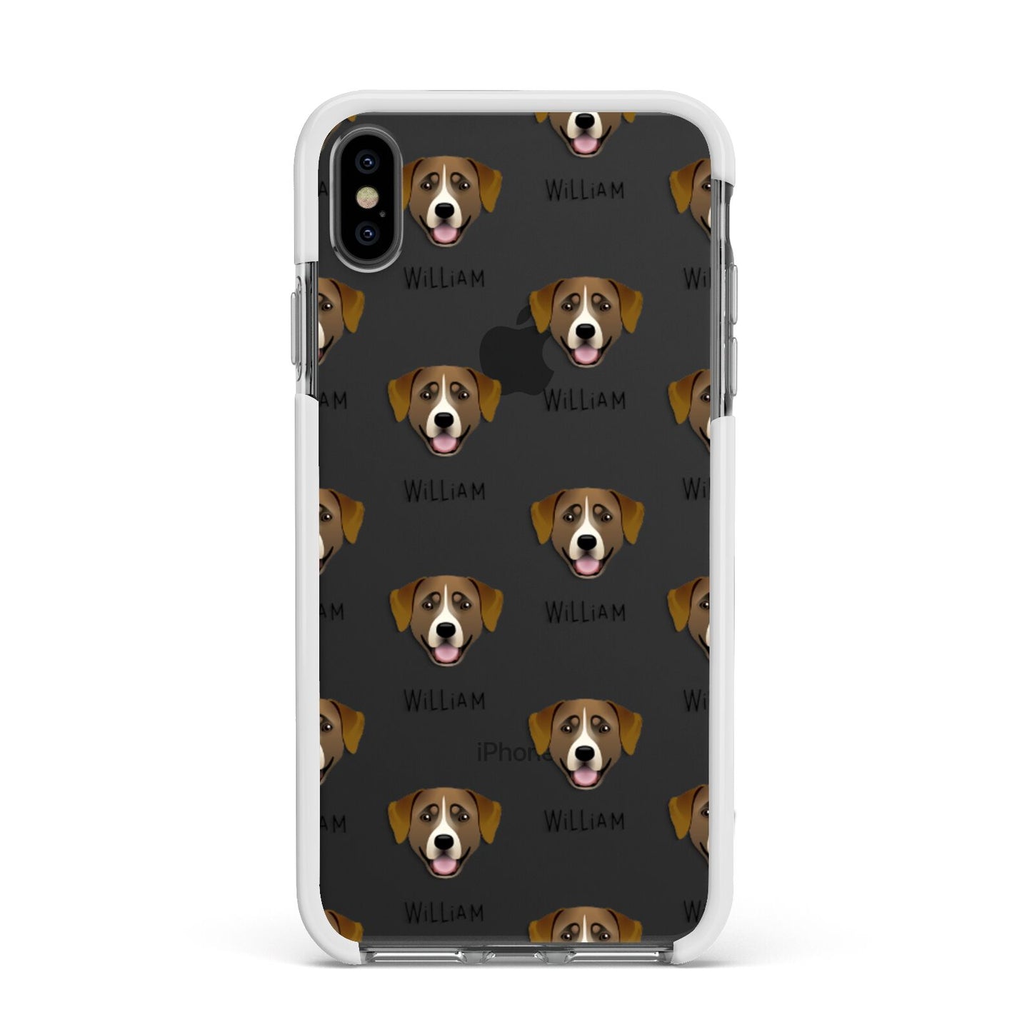 Greater Swiss Mountain Dog Icon with Name Apple iPhone Xs Max Impact Case White Edge on Black Phone