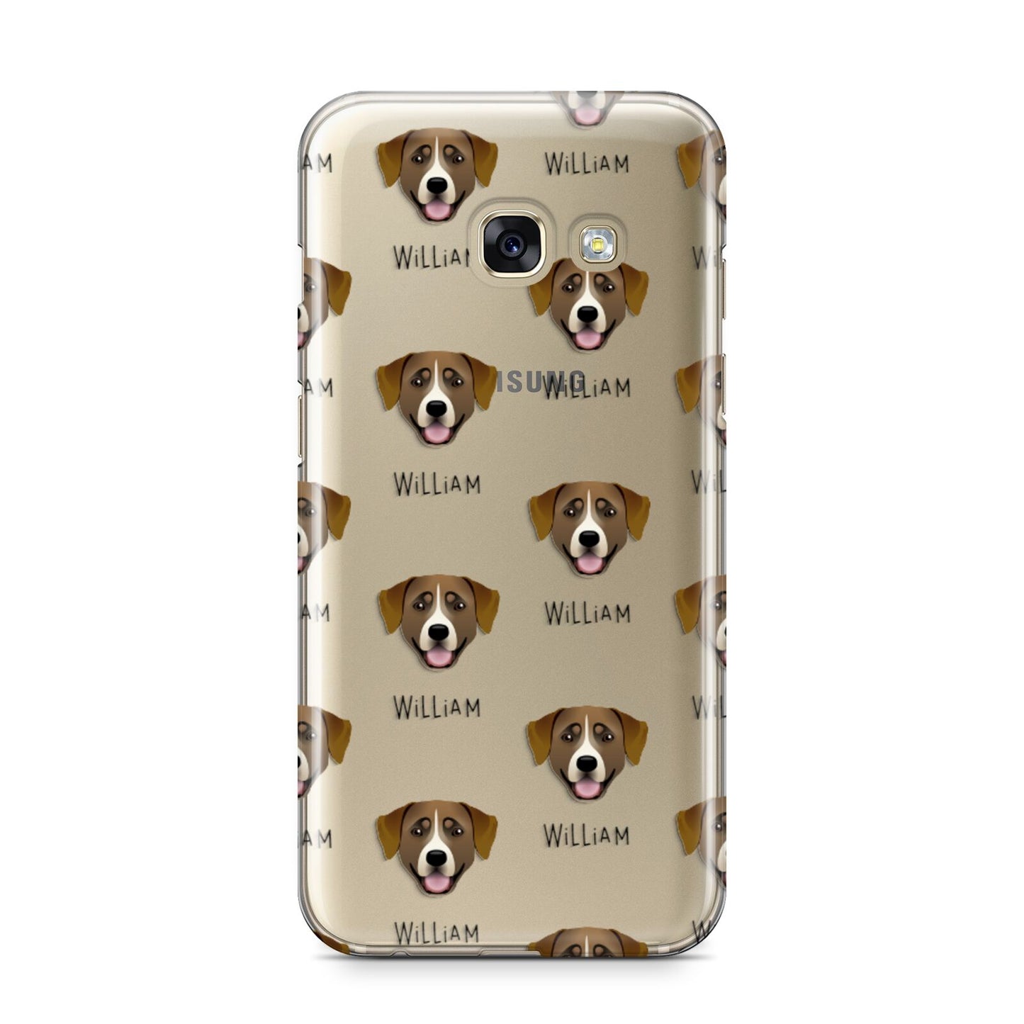 Greater Swiss Mountain Dog Icon with Name Samsung Galaxy A3 2017 Case on gold phone