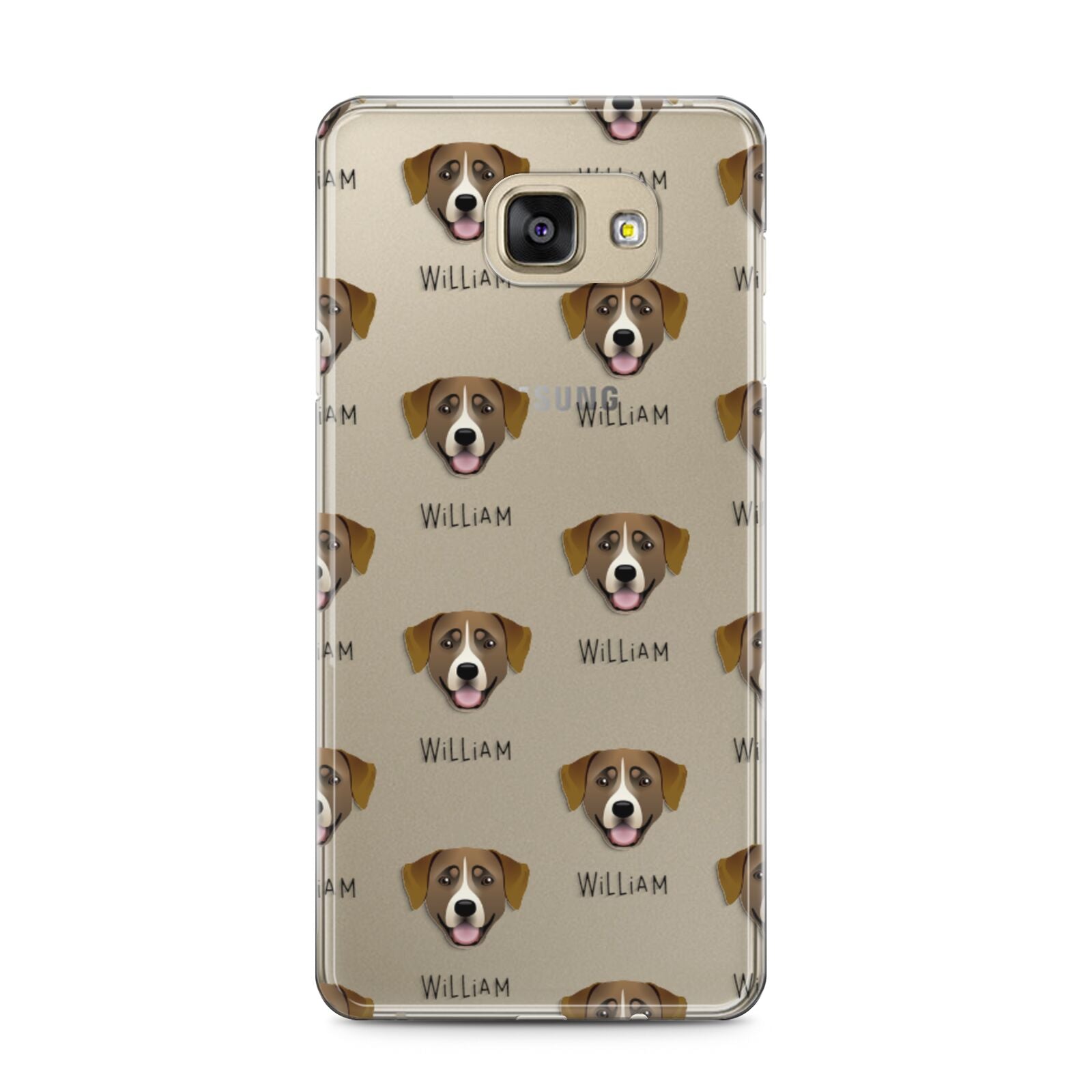 Greater Swiss Mountain Dog Icon with Name Samsung Galaxy A5 2016 Case on gold phone